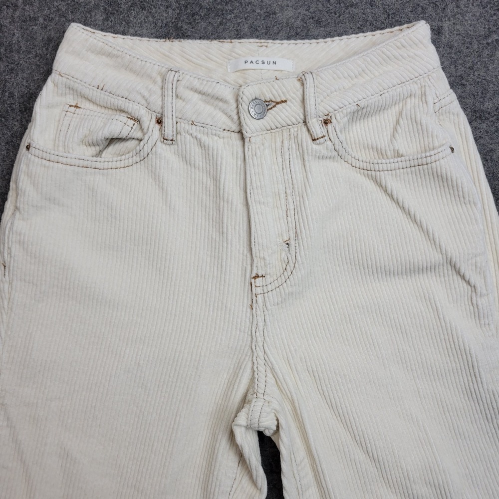 PacSun Jeans Womens 24 Ivory Mom Corduroy 5 Pocket Design Straight Leg Outdoor - Picture 5 of 14